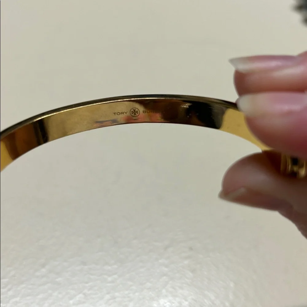 Tory Burch NWT Red and Gold Leather Studded Hinge Bracelet MSRP $198